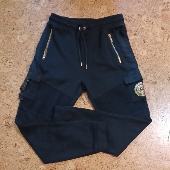 Supply & Demand Men's Moto Style Black Joggers With Gold Accents Size L - Picture 1 of 8